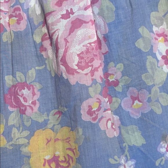 LAURA ASHLEY VTG Women's Blue Pink Yellow Floral Tiered Midi Dress Cotton Size 8 - Picture 4 of 10